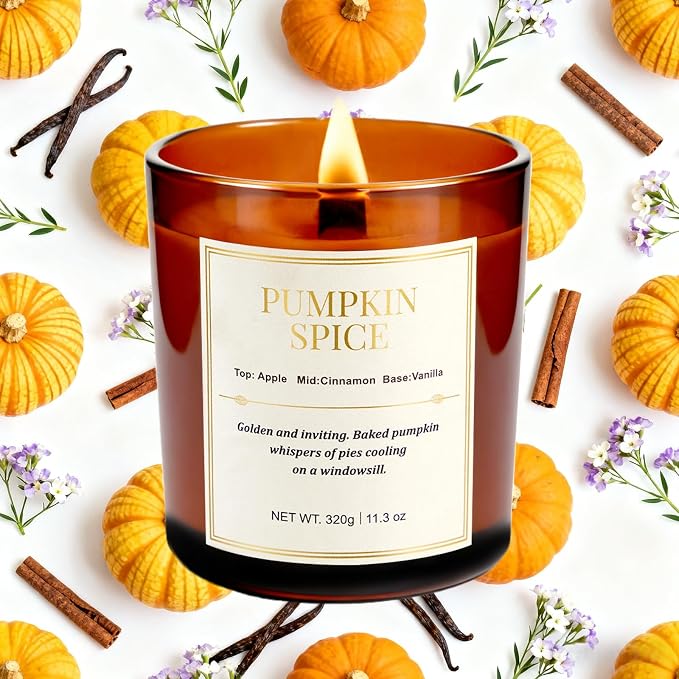 Scented Candles for Home, 2 Pack Wood Wick Pumpkin Spice Scented Candles - Image 2