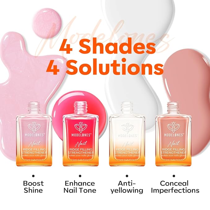 modelones Nail Strengthener Kits Milky White Glitter Pink Nude Nail Polish Sets - Image 2