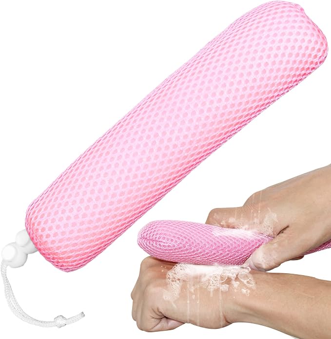 Bath Brush Head with Sponge, Back Scrubber Bath Mesh Bath Body Brush Head - Image 3
