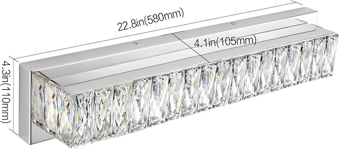 ZUZITO Crystal Bathroom Light Fixtures Over Mirror, 22.8in Modern LED Vanity - Image 3