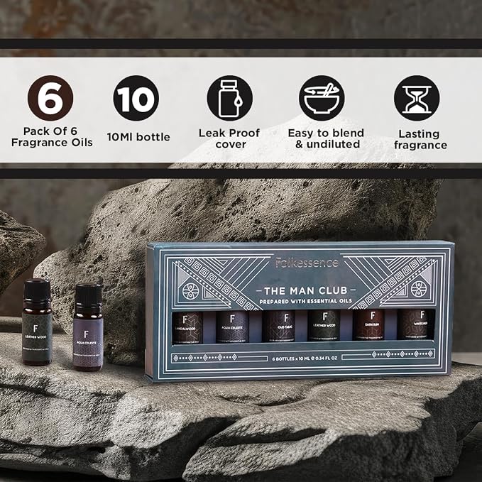 Folkulture Essential Oils Set for Men for Diffuser | Set of 6 Home Fragrance - Image 2