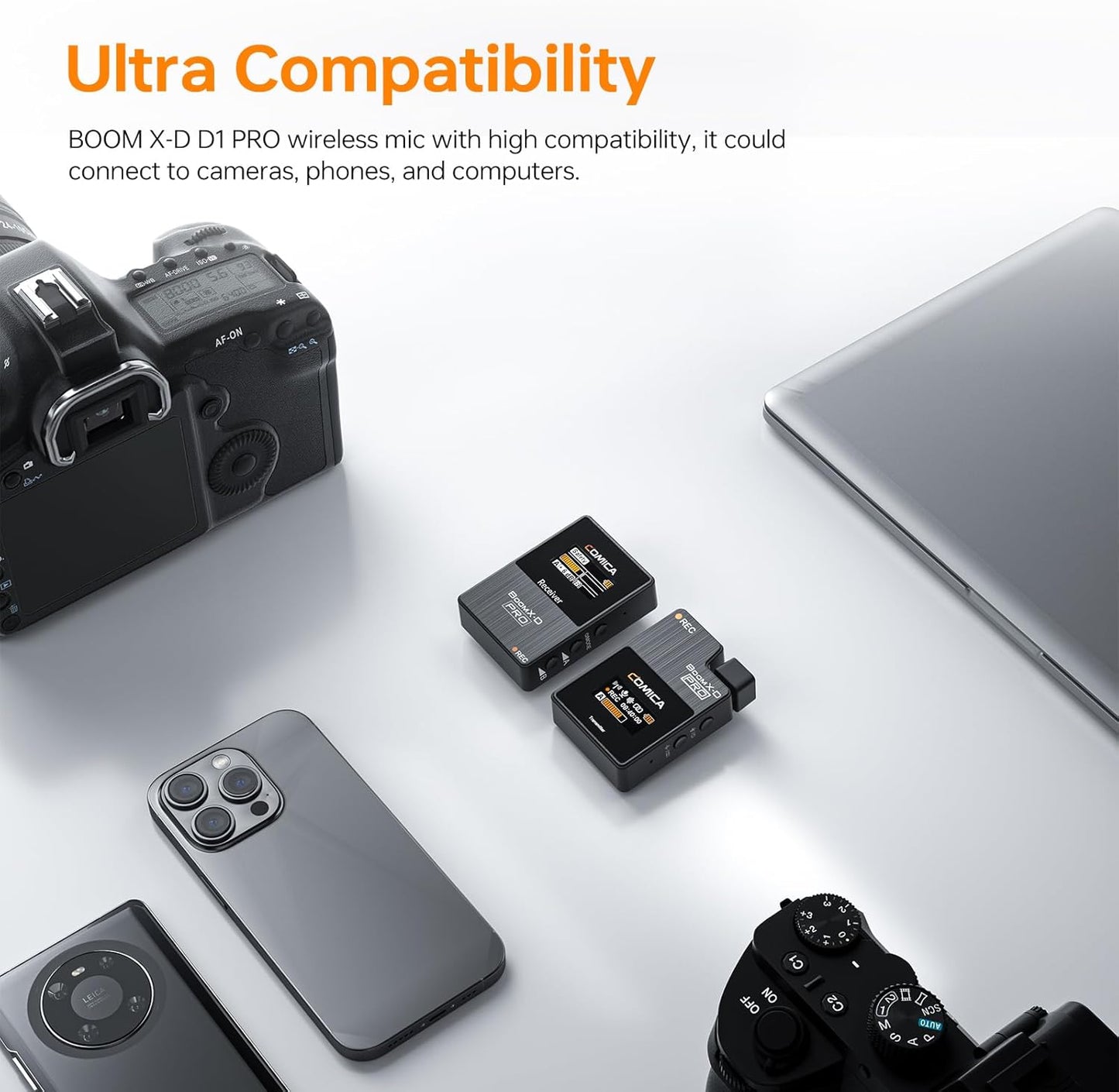 COMICA BoomX-D1 PRO Wireless Lavalier Microphone, 16GB Storage, Safety Audio Track, Noise Cancellation, 328' Range, Wireless Lav Mic for iPhone, Android, PC Interviews, Vlogs, Live-Streaming(1TX+1RX)