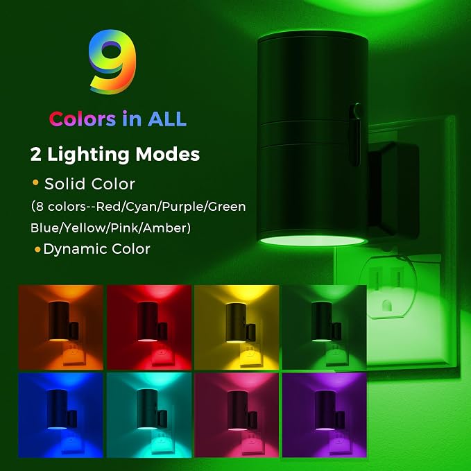 L LOHAS LED Night Light with Remote, Night Lights Plug into Wall, RGB Color - Image 2