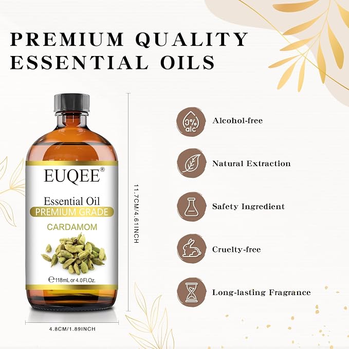 EUQEE Cardamon Essential Oil 118 ml Large Bottle Premium Cardamon Oil - Image 5
