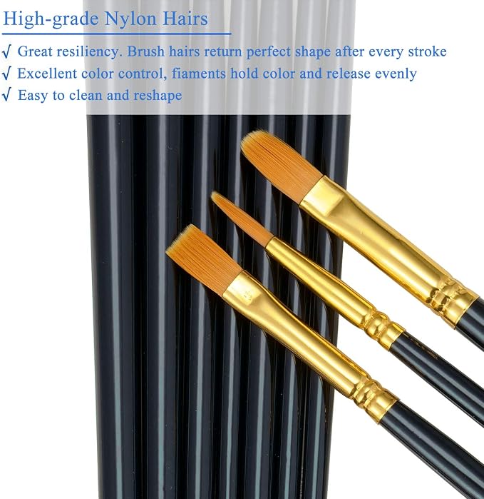 BOSOBO Paint Brushes Set, 4 Pack 40 Pcs Round Pointed Tip Paintbrushes Nylon - Image 5