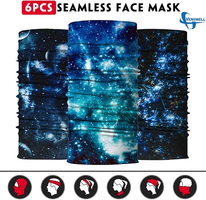 Venswell Neck Gaiter Face Mask Men Women, Seamless Bandana Rave Face Cover - Image 3
