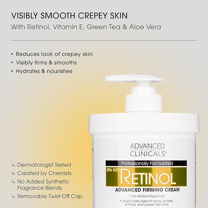 Advanced Clinicals Retinol Body Lotion + Collagen Cream Fragrance Free Face - Image 2