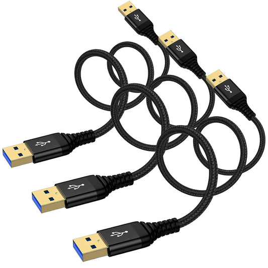 USB to USB Cable, 3 Pack 6 FT USB3.0 A to A Cable Male to Male USBCable Double End USB-A to USB-A Cord Data Transfer Cord for Soundbar Monitor Laptop Cooling Pad Fan Hard Drive Enclosures DVD Player