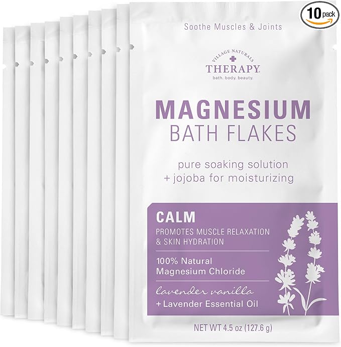 Village Naturals Therapy Calm Magnesium Bath Flakes, Lavender Vanilla Scent by VillageNaturalsTherapy