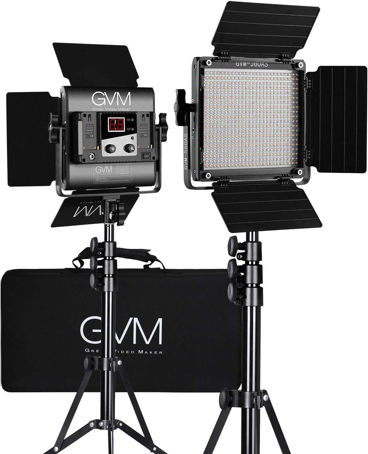 GVM 560 LED Video Light, Dimmable Bi-Color, 2 Packs Photography Lighting with APP Intelligent Control System, Lighting for YouTube, Studio, Outdoor, Video Lighting Kit, 2300K-6800K, CRI 97+
