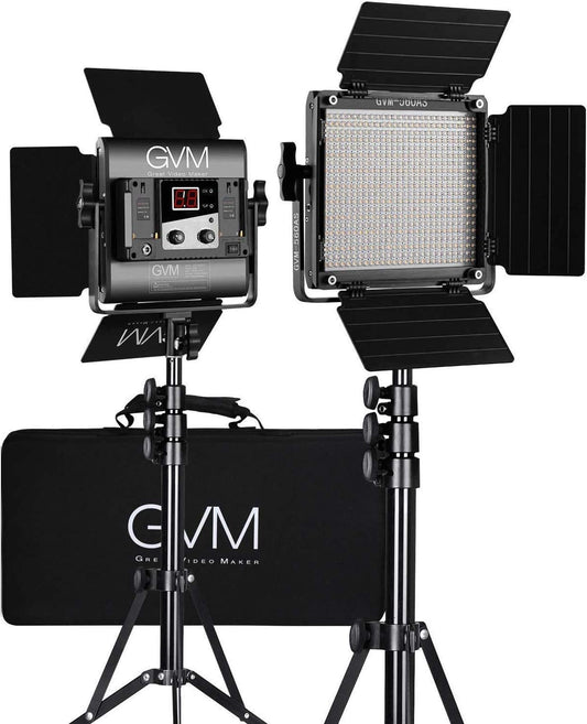 GVM 560 LED Video Light, Dimmable Bi-Color, 2 Packs Photography Lighting with APP Intelligent Control System, Lighting for YouTube, Studio, Outdoor, Video Lighting Kit, 2300K-6800K, CRI 97+