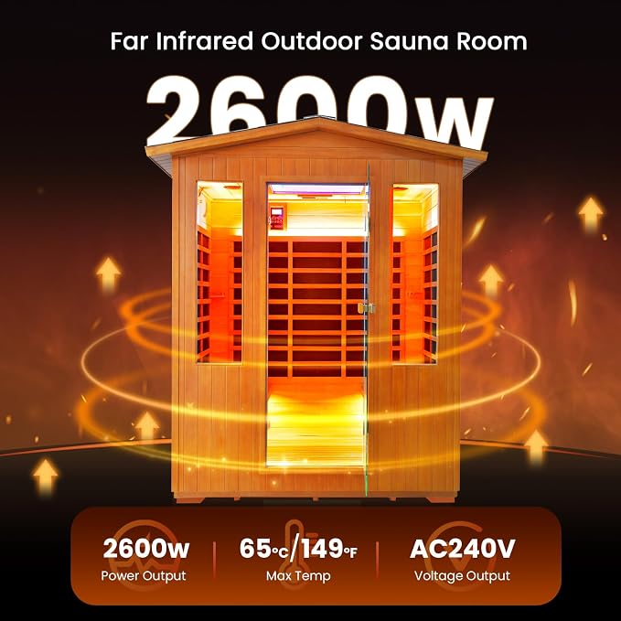 OUTEXER Outdoor 4 Person Sauna Far Infrared Saunas Dry Sauna Room Red Cedar and - Image 7