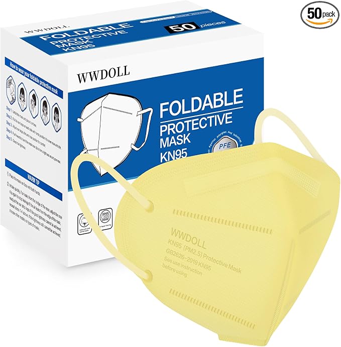 WWDOLL KN95 Face Mask 50 Pack, 5-Layers Breathable KN95 Masks by WWDOLL