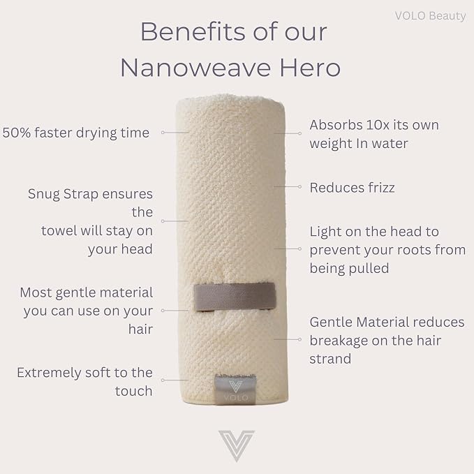 VOLO Hero Hair Towel – Ultra Soft Nanoweave™ Microfiber, Super Absorbent Quick - Image 3