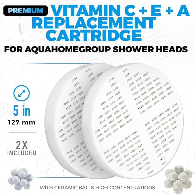 AquaHomeGroup 20 Stage + Vitamin C E and A Shower Filter Cartridge Bundle 2-Pack - Image 2