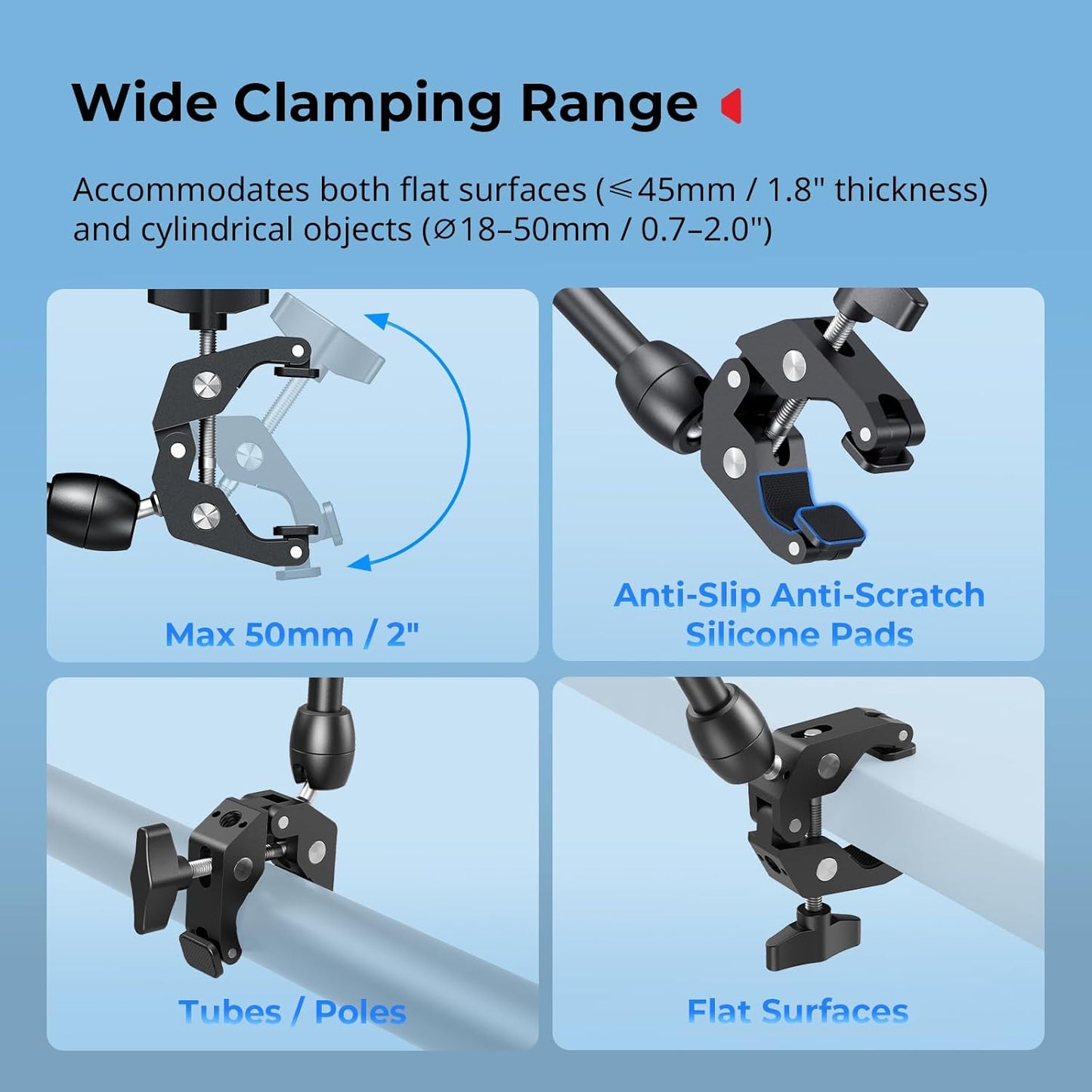 SMALLRIG Desktop Magic Arm Support with Crab-Shaped Clamp Kit, Aluminum Alloy, 24.3x4.5x1.1 in, 0.6lb Payload, for Smartphones, Webcams, Action Cameras, 5624
