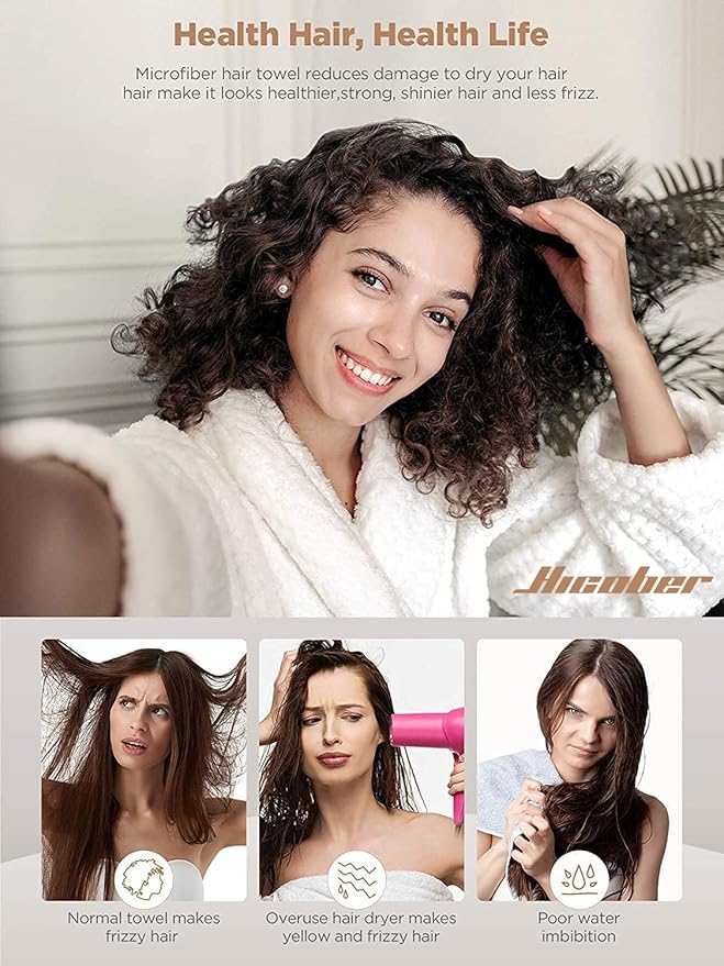 Hicober Microfiber Hair Towel, Hair Turbans - Image 2