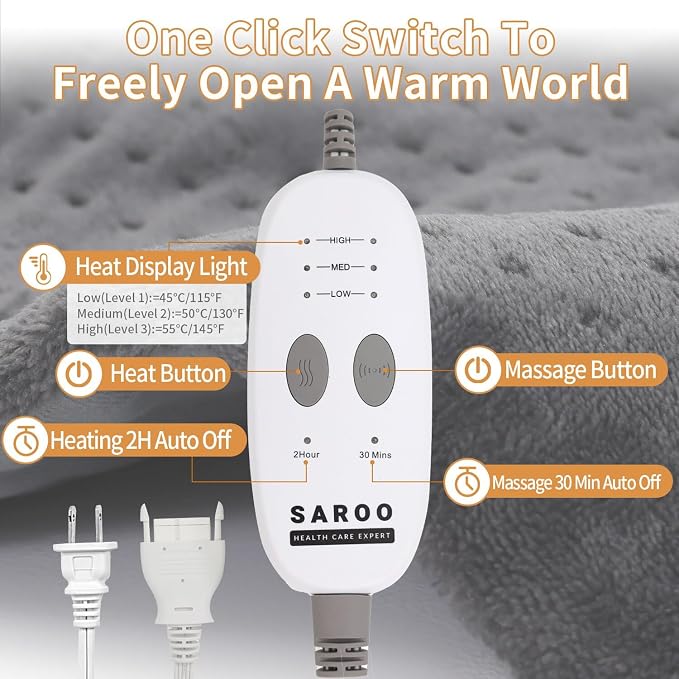 Heating Pad for Back Pain Relief, Massaging Weighted Heating Pads for Neck - Image 8