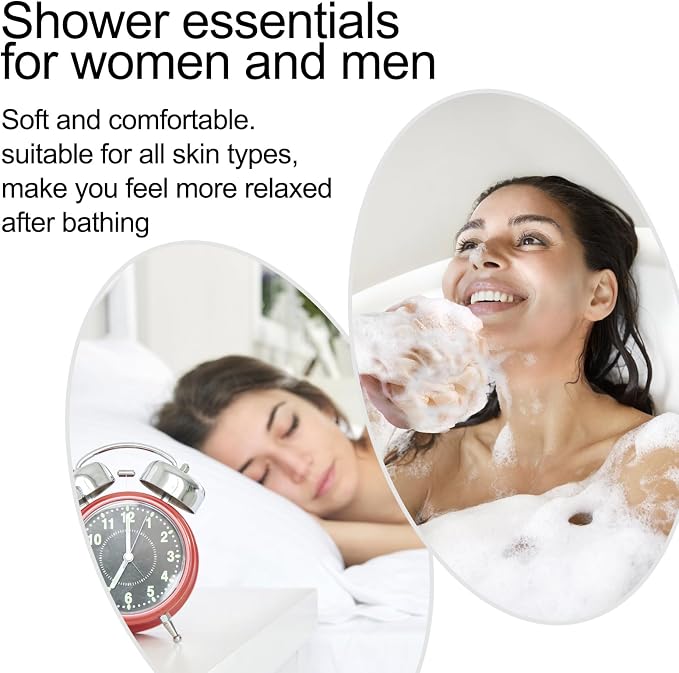 Fishent Bath Loofah Sponge, 3 Pack loofahs Exfoliating Body Scrubber, 60g Soft - Image 8
