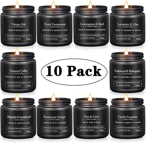 10 Pack Scented Candles for Men, Masculine Candle Gift Set - Image 2