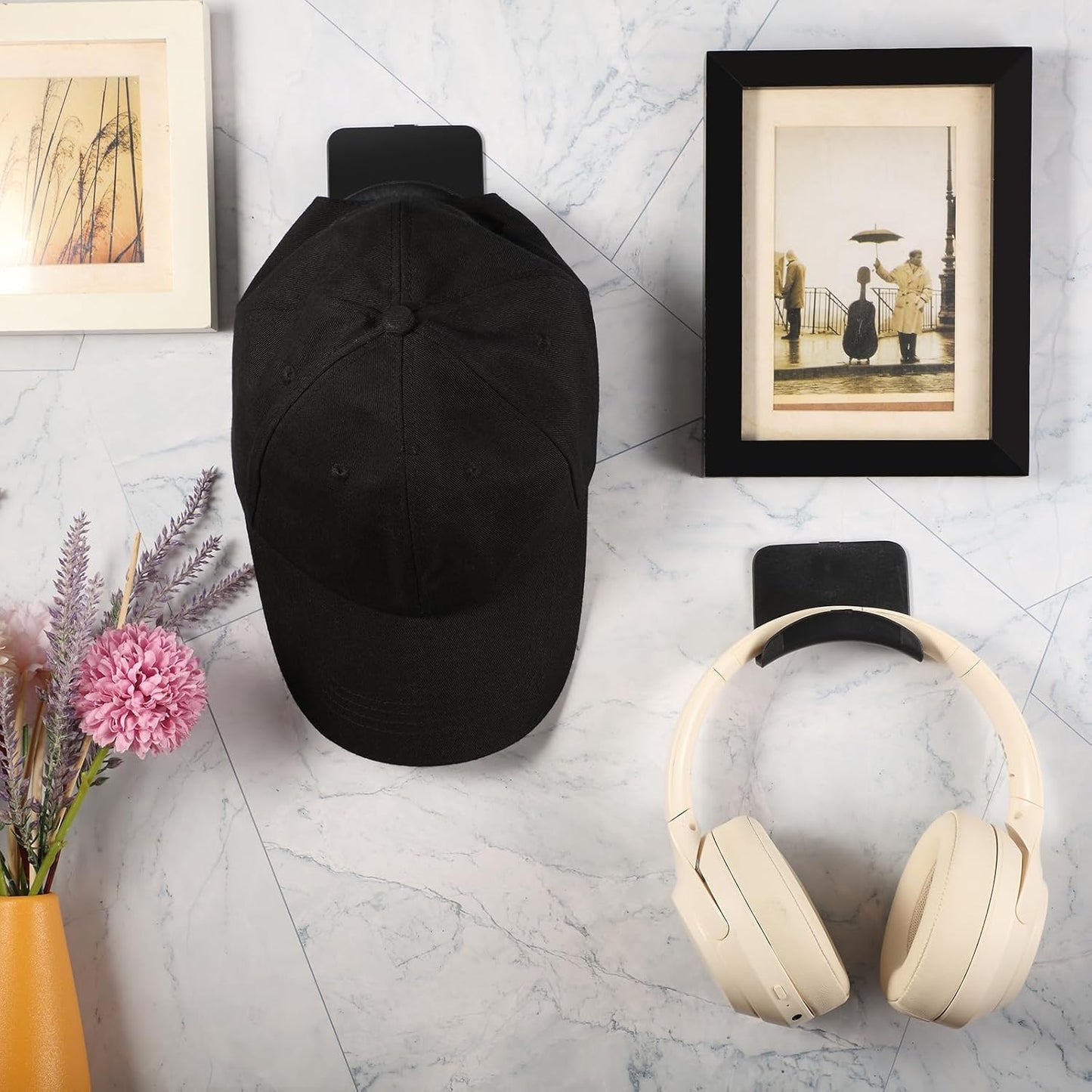 30 Pcs Headphone Wall Hangers Adhesive Gaming Headset Holder Hooks for Wall Mount Strong Universal Stand Hooks for Most Headphone Controller, Hat, Baseball Caps, Closet, Door