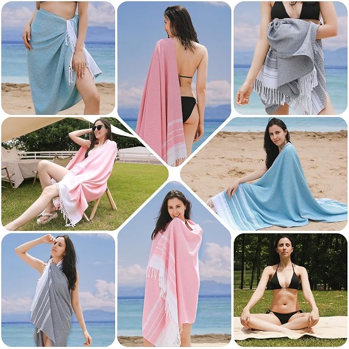 Genovega 6 Packs Oversized Turkish Beach Towels Set Bulk 74"x38" Extra Large - Image 5