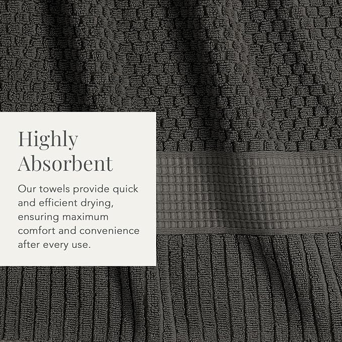 NY Loft 100% Cotton 4 Pack Bath Towels, Dark Grey, OEKO-TEX Certified, Machine - Image 7