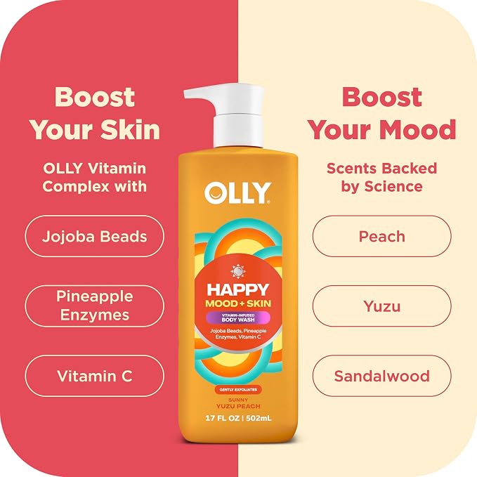 OLLY Exfoliating Body Wash Happy Mood + Skin jojoba beads, pineapple enzymes & - Image 4