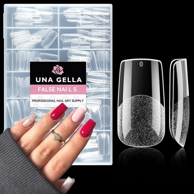 UNA GELLA Medium Square Nail Tips: 216pcs Square Press on Nails Pre-shape Clear by UNAGELLA