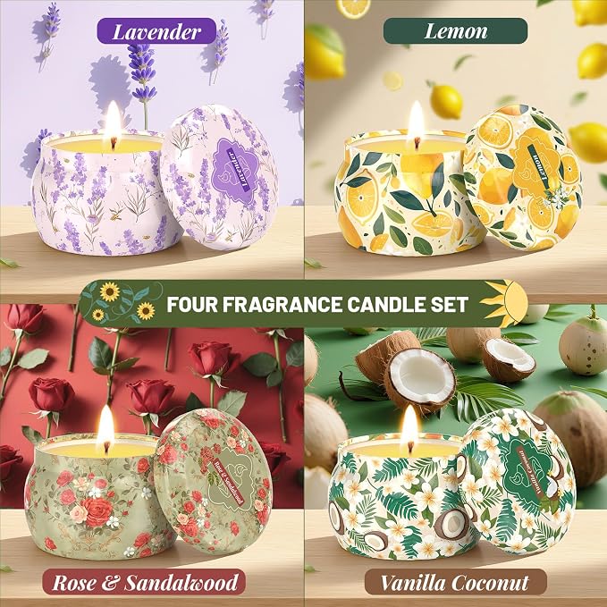 WarmEmbrace Scented Candles for Women, 4 Pack Soy Candle Set, 4.4OZ Candles for - Image 3