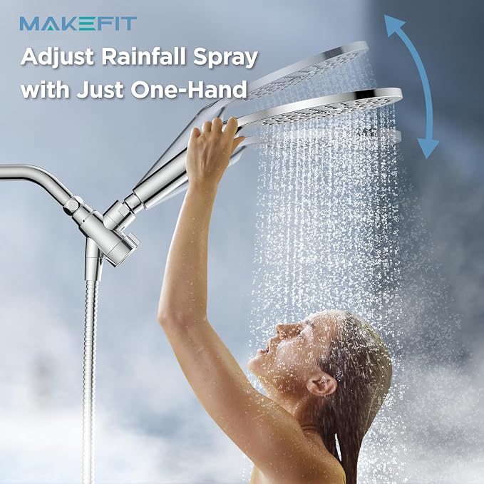 MakeFit Dual Filtered Shower Heads Combo, High Pressure Rain Shower Head - Image 2