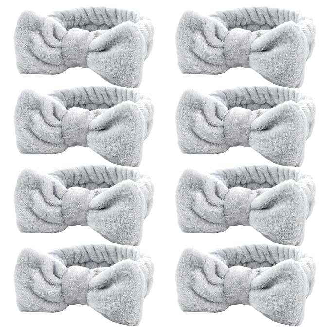 Ondder Spa Headband for Washing Face 8 Pack Gray Skincare Headbands for Women by Ondder