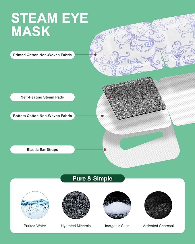 Large Self Heating Eye Mask for Dry Eyes Unscented 24 Pack, 45+ Min Steam Eye - Image 6