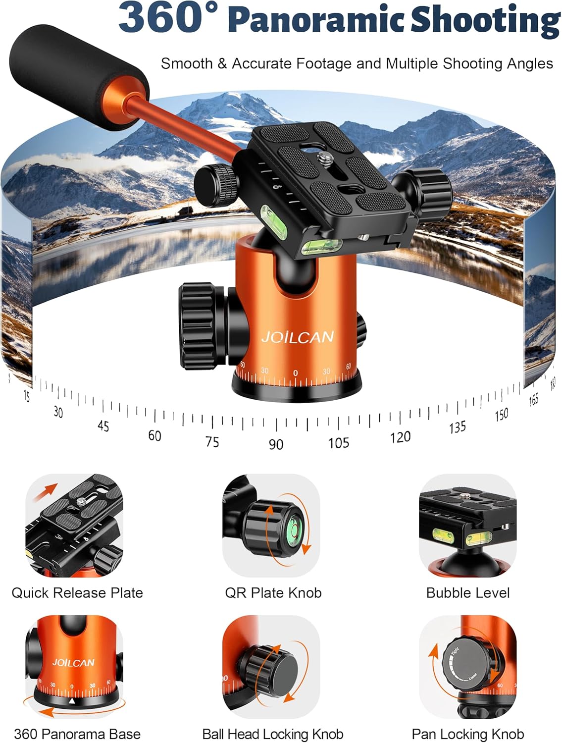 Camera Tripod, 81" Heavy Duty Aluminum Tripod for DSLR/Camera/Smartphone - with Handle, Converts to Monopod, Holds 35lbs