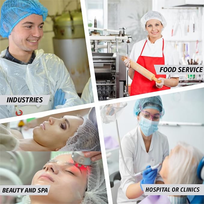 Disposable Bouffant Caps 21 Inch Non Woven Hair Net Elastic Head Cover - Image 3