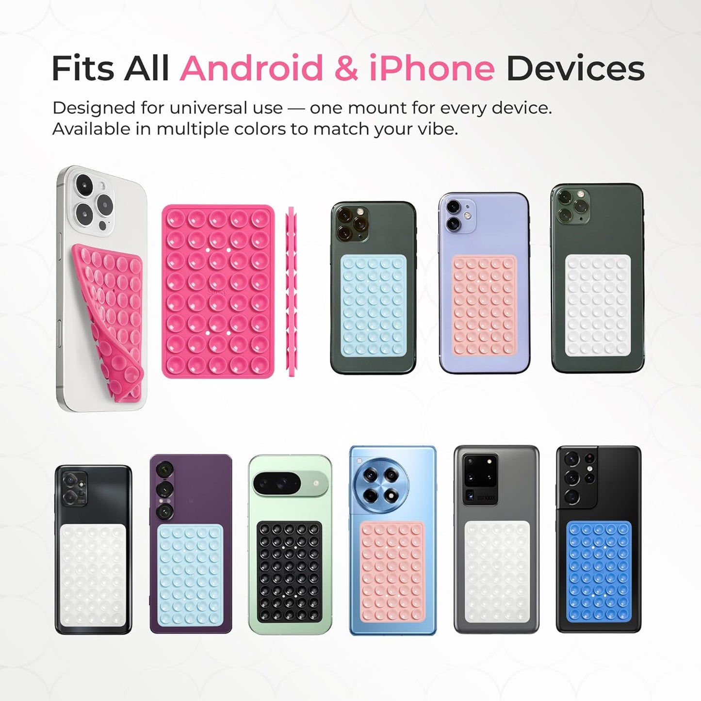 SUCKY Silicone Suction Phone Case Adhesive Mount - Anti-Slip Holder, Hands-Free Fidget Toy, Phone Accessory for iPhone and Android (Blue, Double V2)