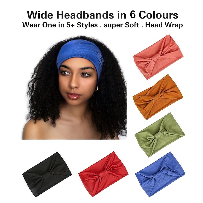GiLi 6 Pack Wide Headbands for Women Non Slip Soft Elastic Hair Bands Yoga - Image 3