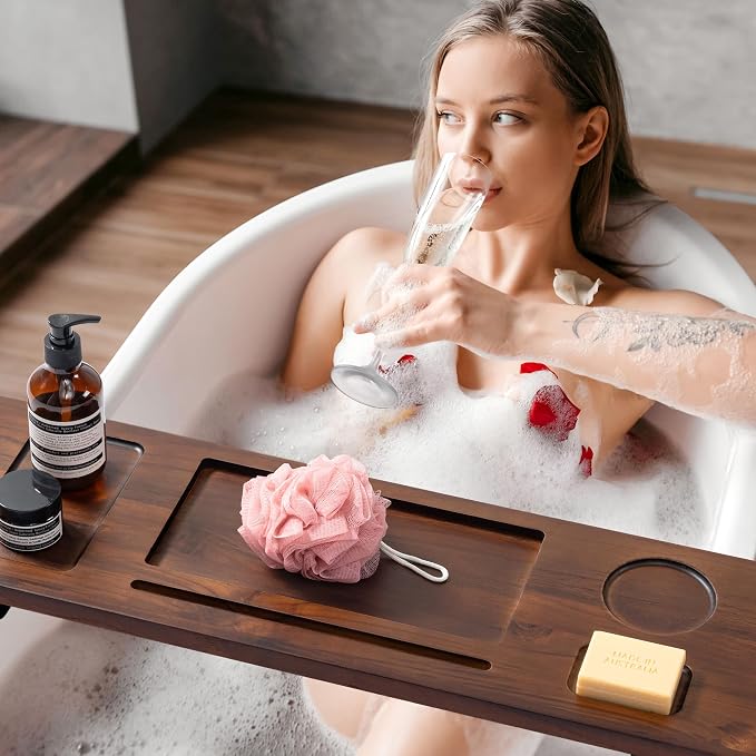 Luxury Teak Bathtub Caddy Tray - Image 6