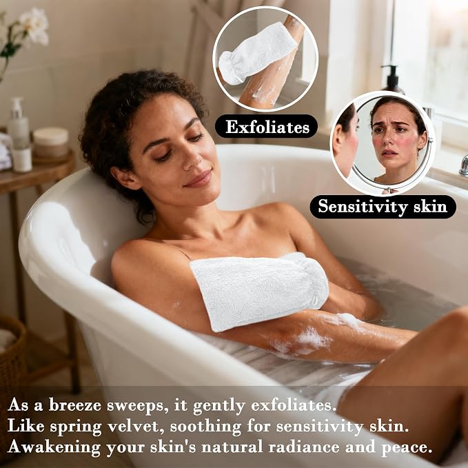 VOOVA & MOVAS White Exfoliating Washcloth 6PC, 8.3"x6.3" - Image 4