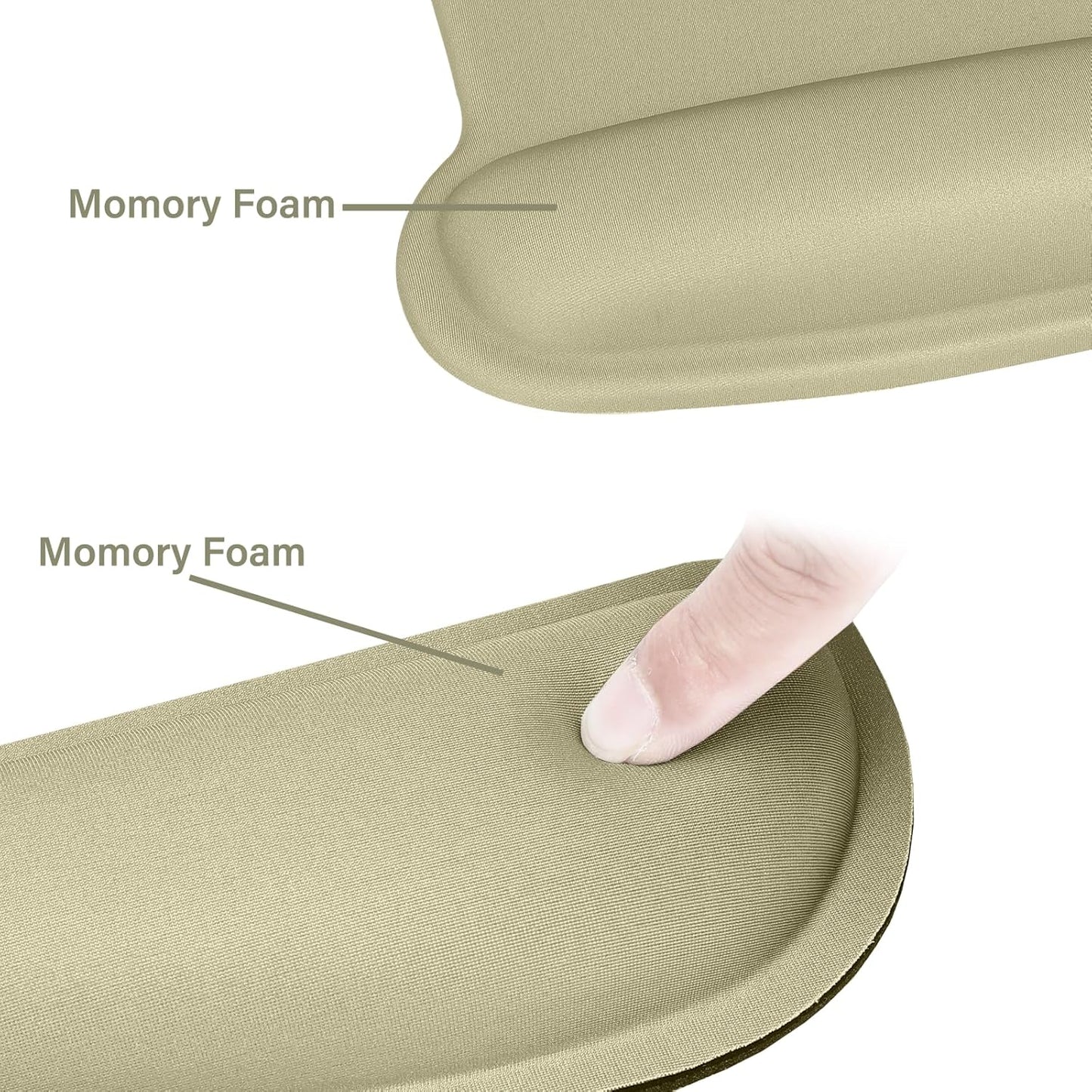 MOSISO Wrist Rest Support for Mouse Pad & Keyboard Set, Ergonomic Mousepad Non-Slip Base Home/Office Pain Relief & Easy Typing Cushion with Neoprene Cloth & Raised Memory Foam, Olive Green