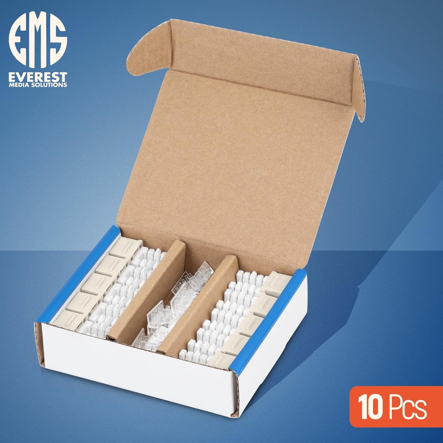 Everest 90° Angled RJ45 Cat6 Keystone Jacks 10-Pack in Light Almond - Slim Profile Female RJ45 Connectors - Cat 6 Keystone Jack - Compatible with 90° Angled Speed Termination Tool - easyJACK