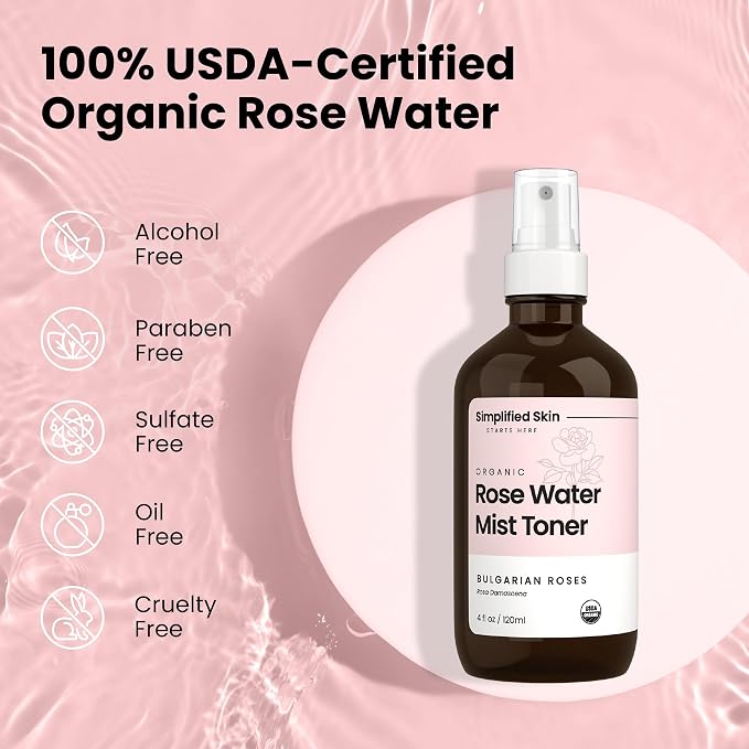 Rose Water Spray for Face & Hair – Pure USDA Organic Rosewater Toner – - Image 6