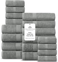 100% Cotton Bath Towel Set of 18-4 Bath Towels, 6 Hand Towels, 8 Wash Cloths by VillaCelestia