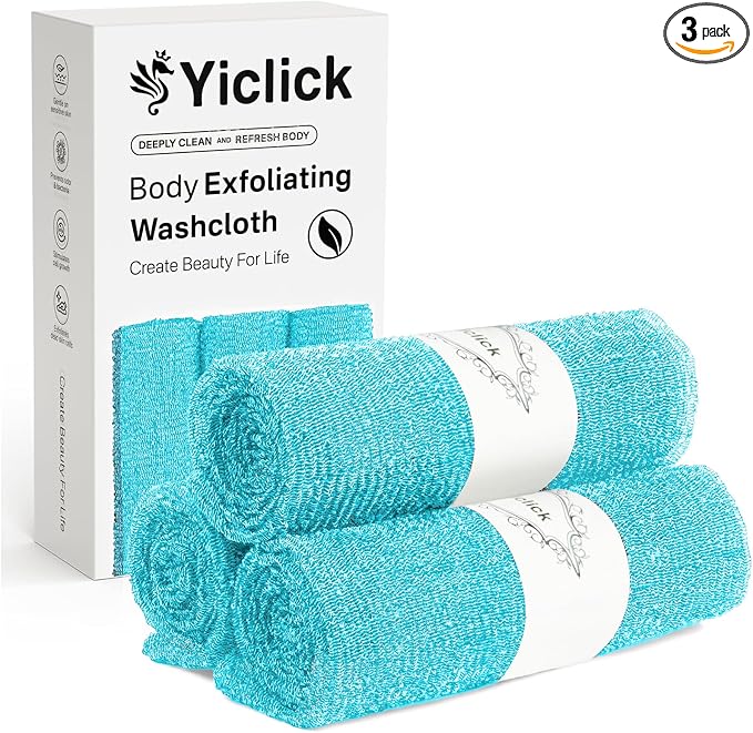 Yiclick Exfoliating Washcloth Towel, Japanese Exfoliating Bath Wash Cloth by YiclickCreateBeautyforLife