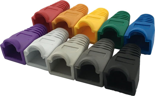 Accessbuy 100 Pack RJ45 CAT6 CAT6E CAT5 CAT5E Ethernet Network Cable Strain Relief Boots Cable Connector Plug Cover Mixed Color for Laptop