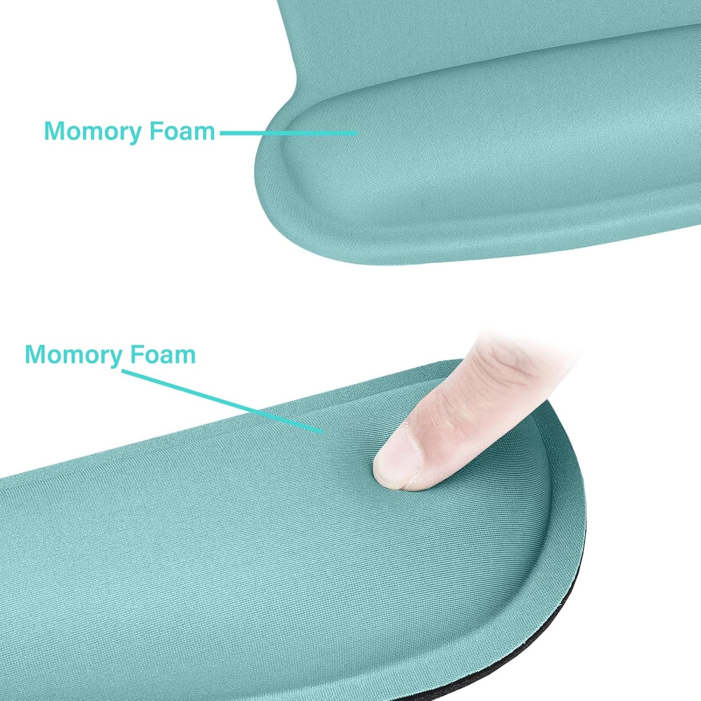 MOSISO Wrist Rest Support for Mouse Pad & Keyboard Set, Ergonomic Mousepad Non-Slip Base Home/Office Pain Relief & Easy Typing Cushion with Neoprene Cloth & Raised Memory Foam, Aquamarine