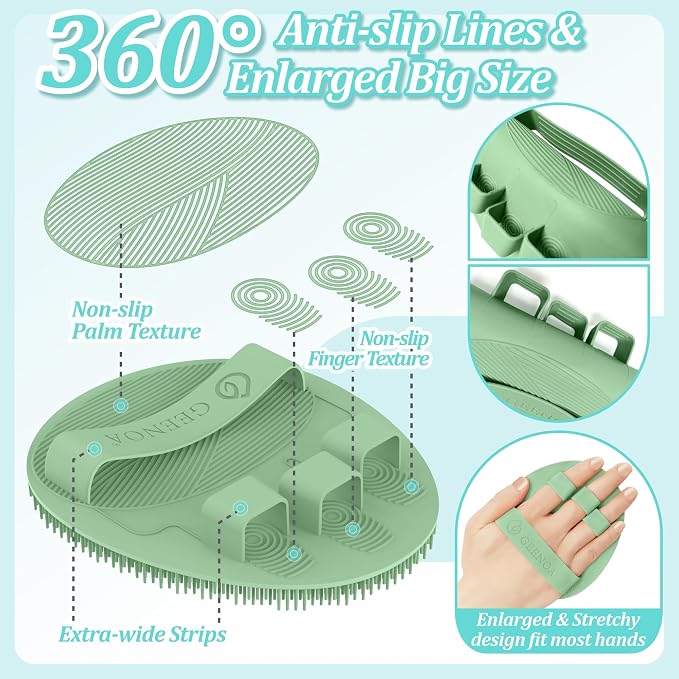 Silicone Back Scrubber & Bath Glove Set 2PCS, 13.4'' Gentle Shower Back Scrubber - Image 5