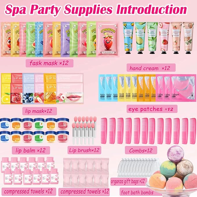 144 PCS Spa Party Supplies for Women, Spa Party Favors Include Face Masks - Image 2
