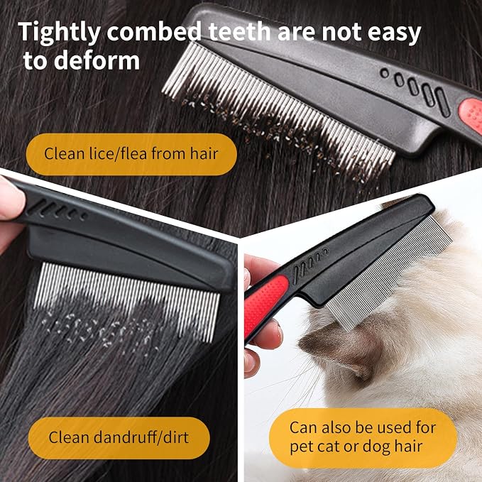 Dandruff Comb Wide Tooth, Stainless Steel Fine Tooth Lice/Psoriasis Scalp Detox - Image 3