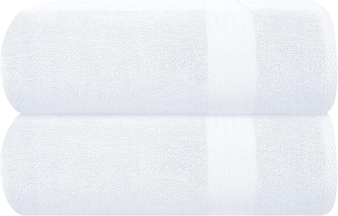 GLAMBURG Premium Cotton Oversized 2 Pack Bath Sheet 35x70-100% Pure Cotton by GLAMBURG